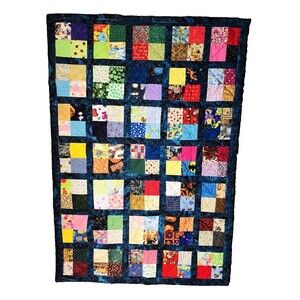 Handmade Blanket Crib Toddler Bed Machine Quilted Navy Blue Cute 52x37 Inches